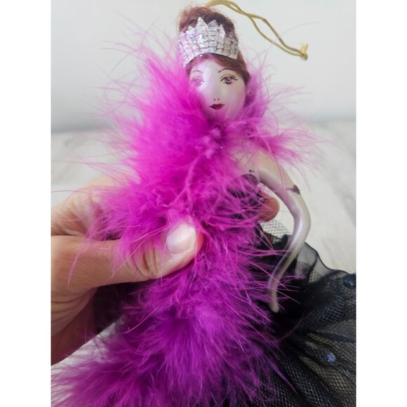 Vintage elegance lady burlesque glass Italian ornament boa evening dress Xmas tr - Picture 5 of 8